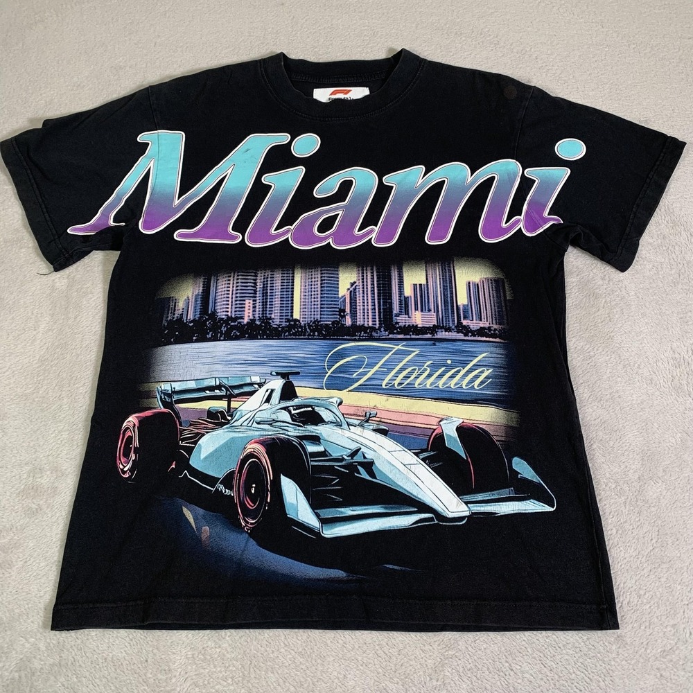 Formula 1 Miami Shirt Mens Small Black PacSun Racing Graphic Tee Florida